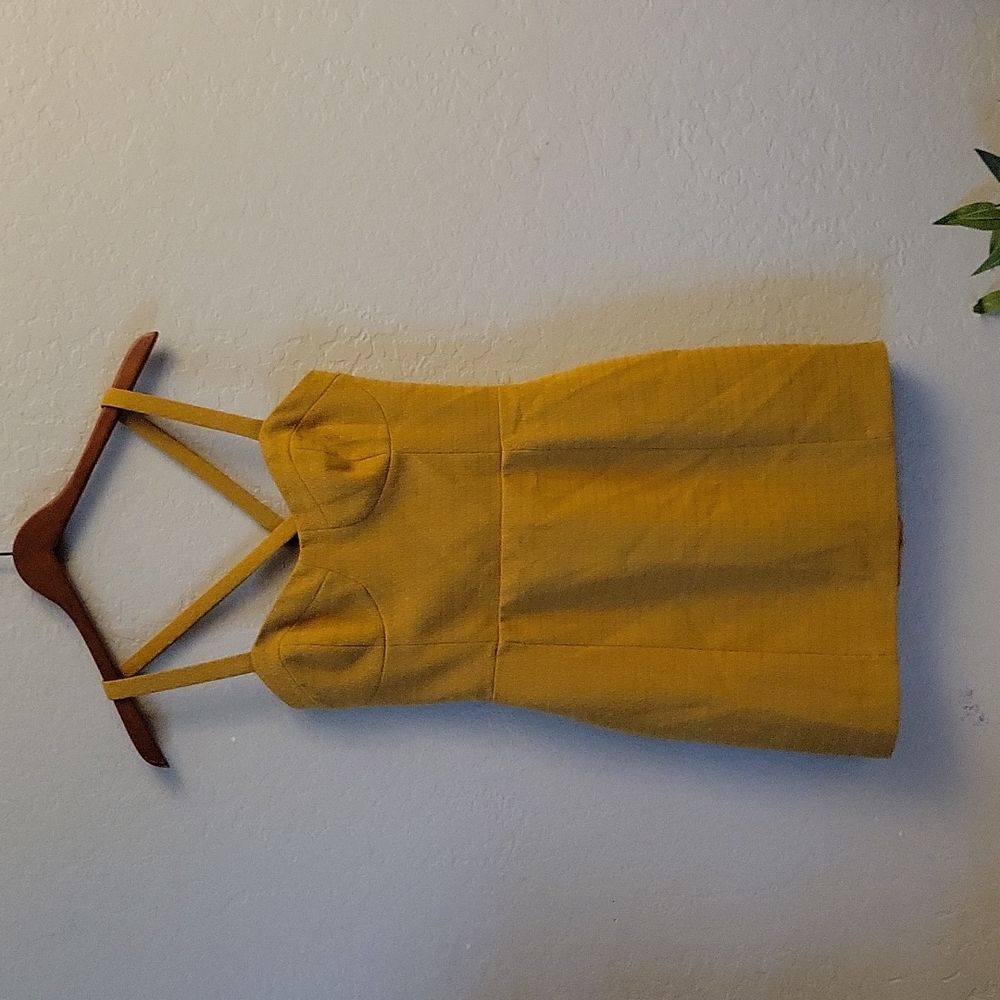 ISABEL LU Medium Mustard Strapy Textured Dress